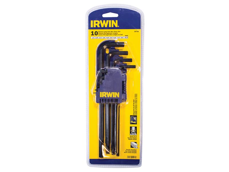 IRWIN T10756 Metric Long Arm Hex Key Set, 10 Piece IRWT10756