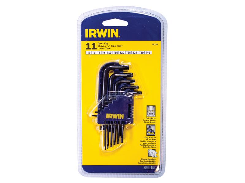 IRWIN T10758 Short Arm TORX Key Set, 11 Piece (TX6-TX40) IRWT10758