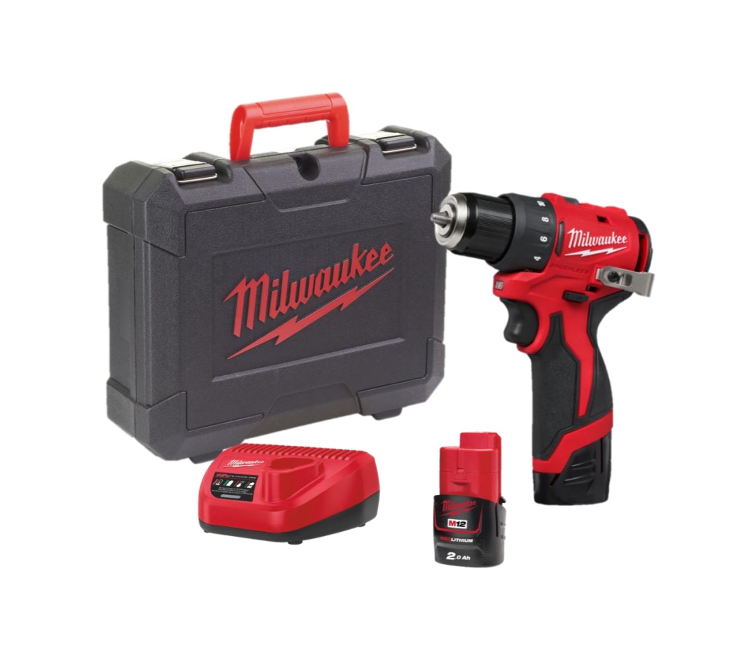 Milwaukee 12v Compact Brushless Drill Driver - M12BLDDRC-202 - 2.0ah Pack