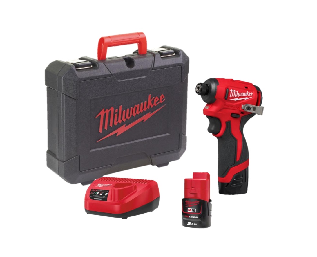 Milwaukee 12v Compact Brushless Impact Driver - M12BLIDRC-202C - 2.0ah Pack