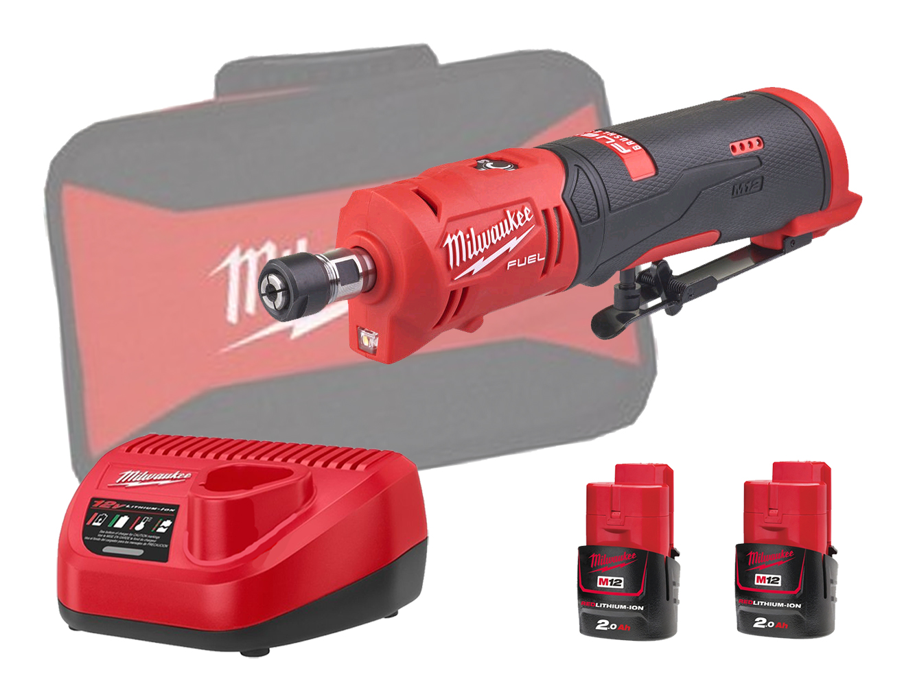 Milwaukee M12FDGS 12V Fuel Brushless Straight Die Grinder - 2.0Ah Pack