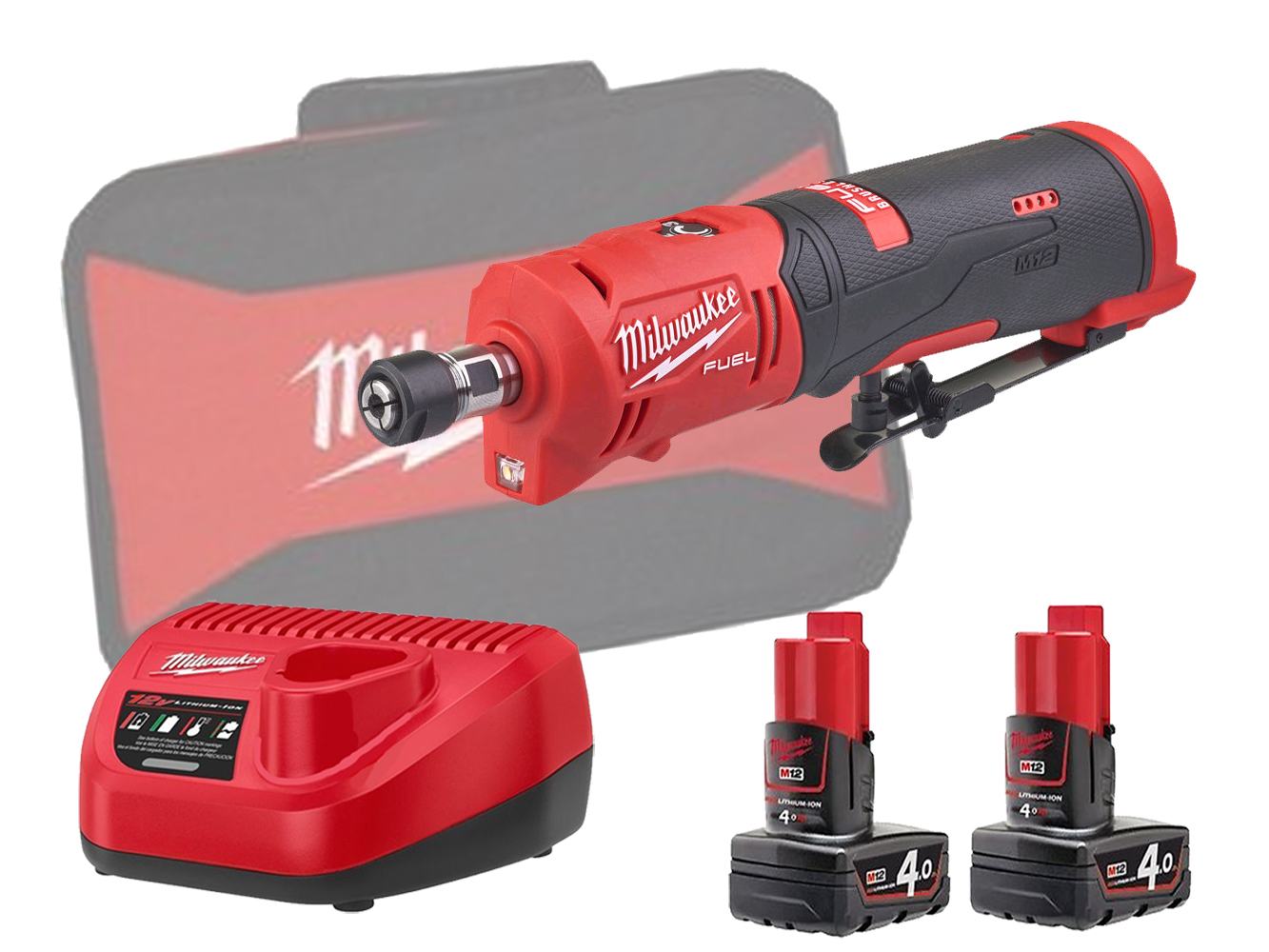 Milwaukee M12FDGS 12V Fuel Brushless Straight Die Grinder - 4.0Ah Pack