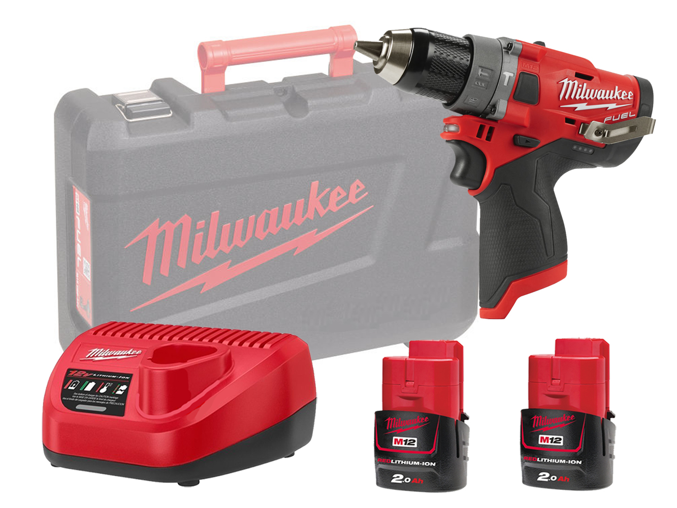 Milwaukee M12FPD 12V Fuel Sub Compact Percussion Drill (Combi Drill) 2-Speed - 2.0Ah Pack