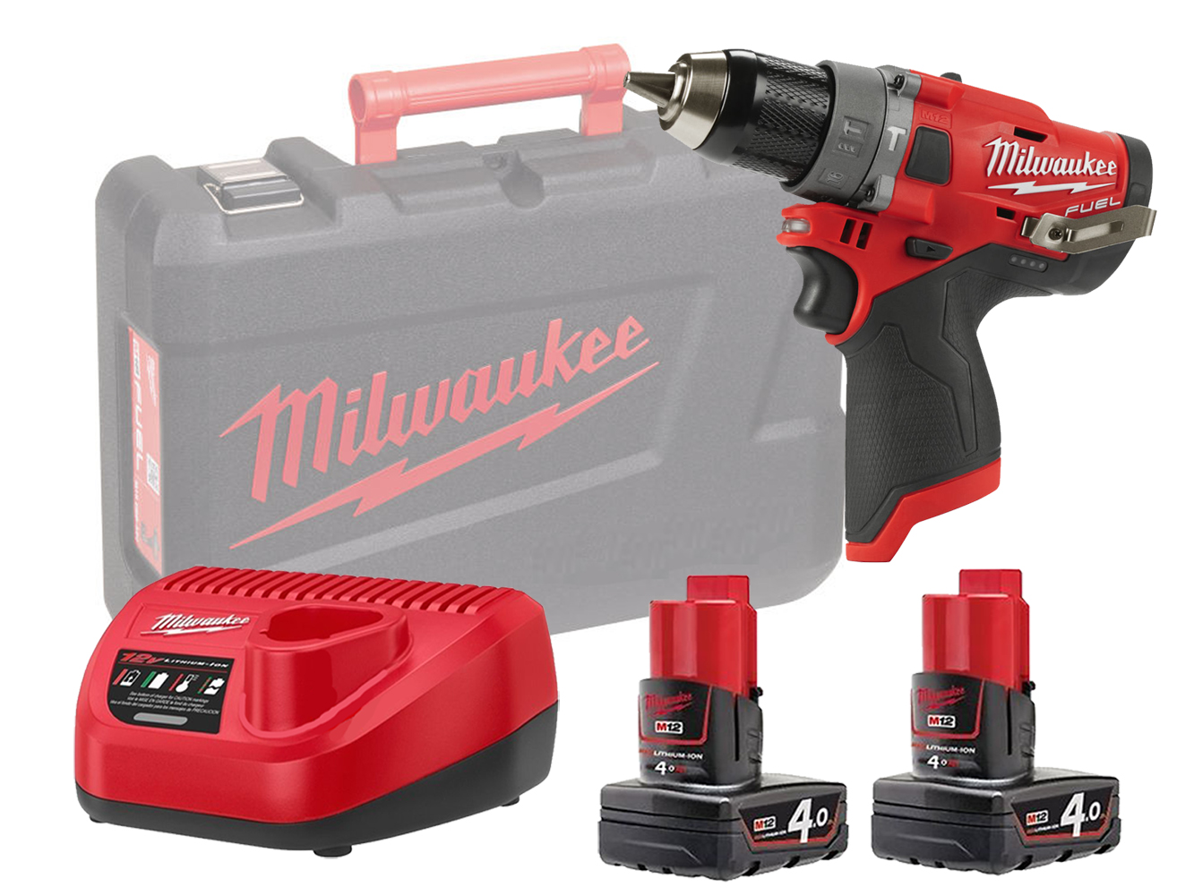Milwaukee M12FPD 12V Fuel Sub Compact Percussion Drill (Combi Drill) 2-Speed - 4.0Ah Pack