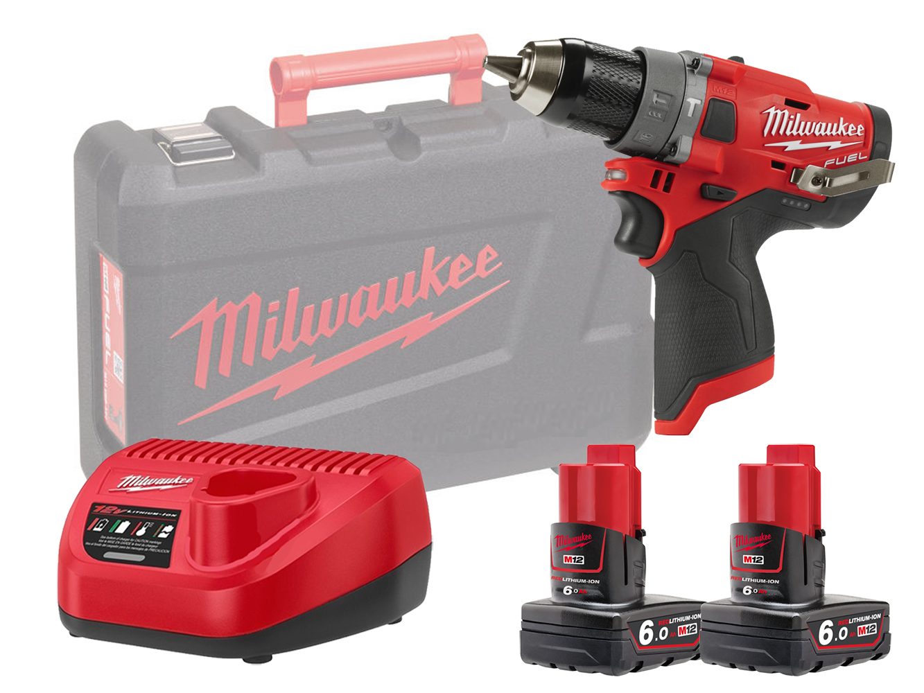 Milwaukee M12FPD 12V Fuel Sub Compact Percussion Drill (Combi Drill) 2-Speed - 6.0Ah Pack