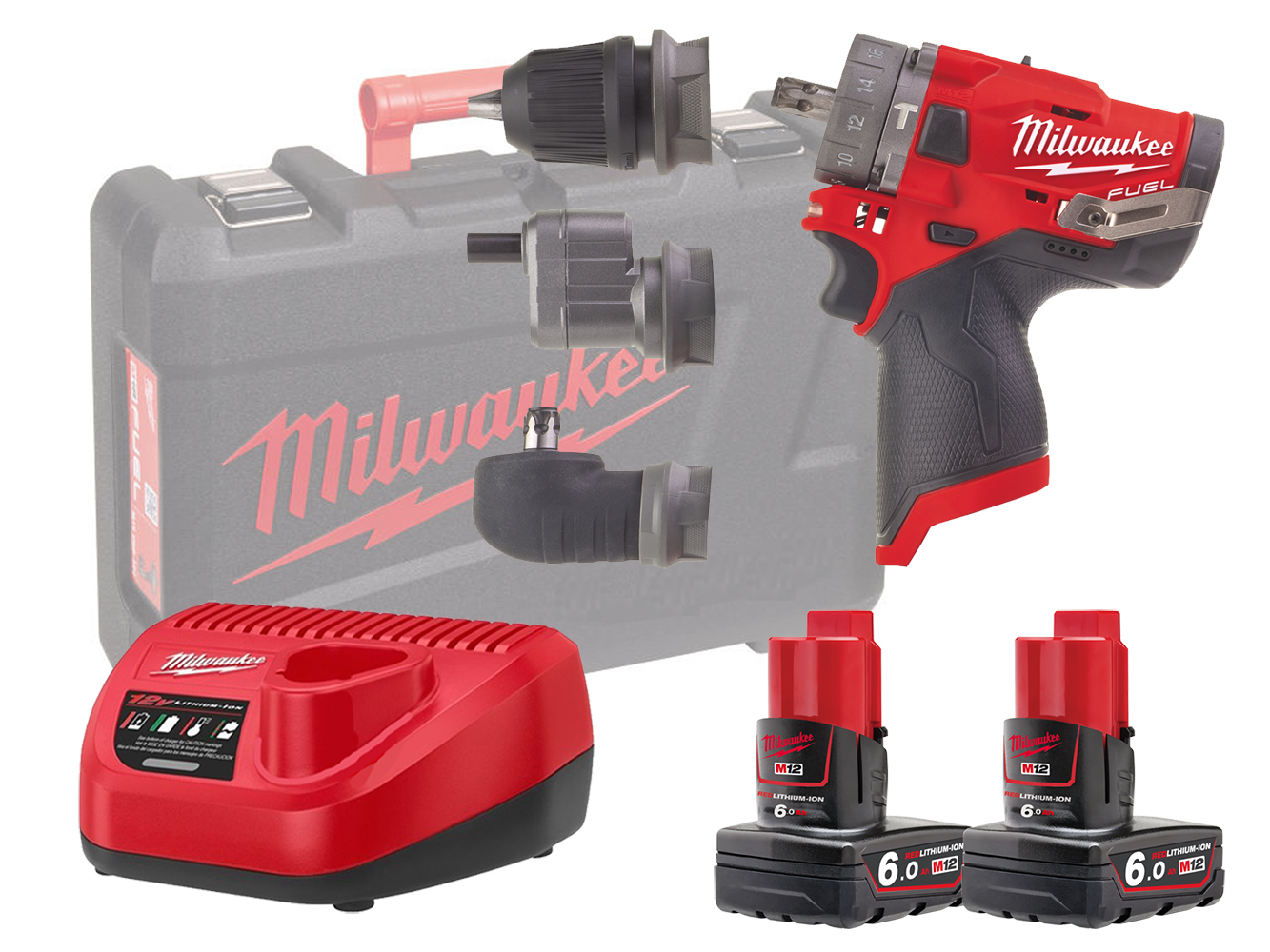 Milwaukee M12FPDX 12V Fuel Sub Compact Percussion Drill (Combi Drill) With Removable Chuck - 6.0Ah Pack