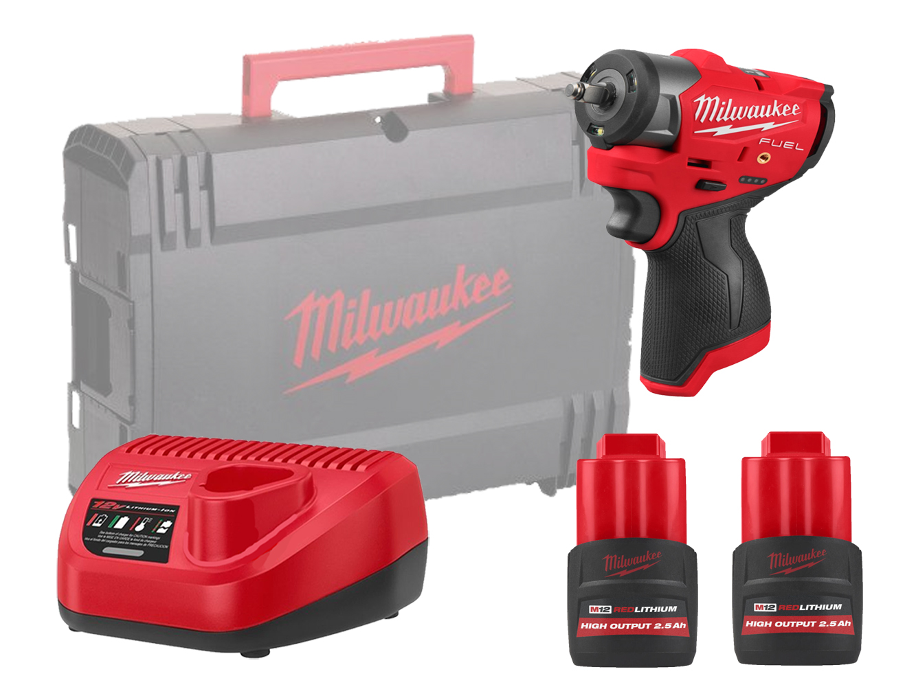 Milwaukee M12FSCIWF38-252X 12v Fuel 3/8in Sub Compact Impact Wrench - 2.5ah Pack