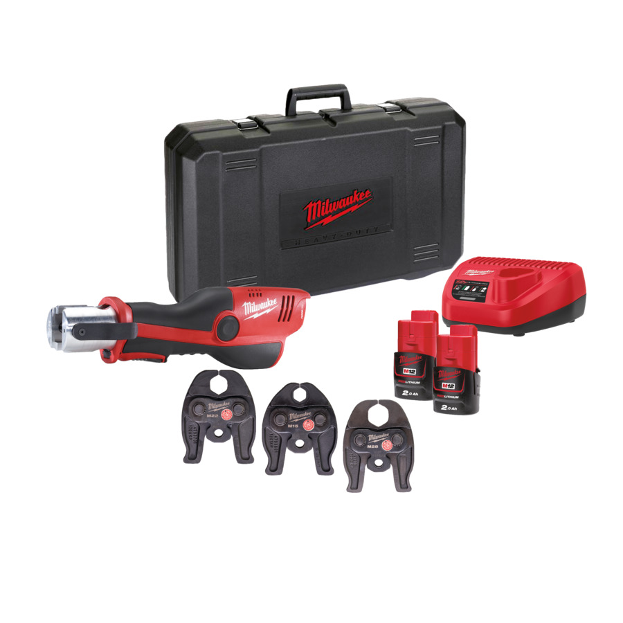 Milwaukee 12v M-Set Hydraulic Press Tool Kit - 15/22/28mm - M12HPT-202C