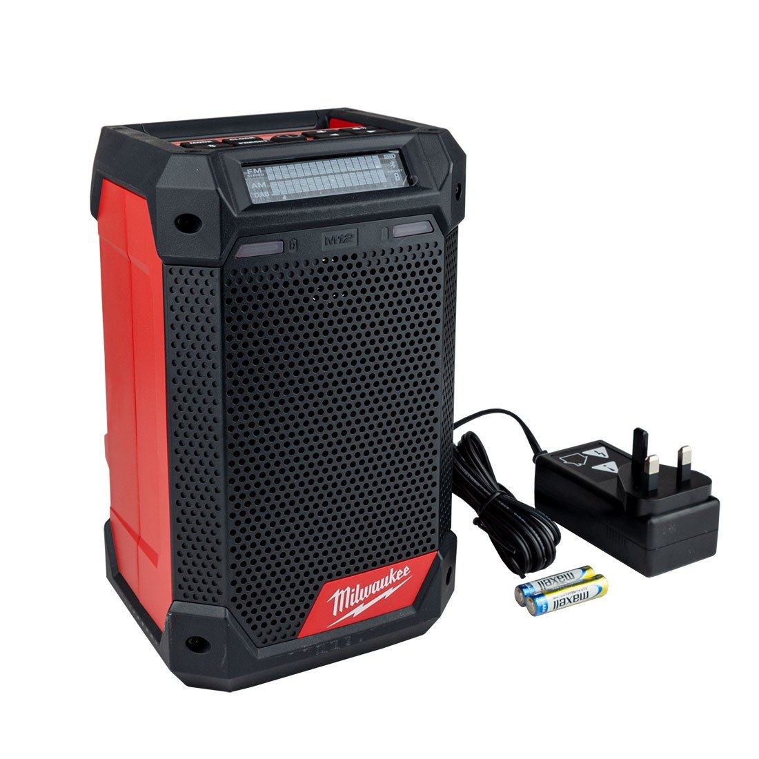 Milwaukee M12RCDAB+ 12v DAB+ Radio &amp; Bluetooth Connection - 12v Charger &amp; USB