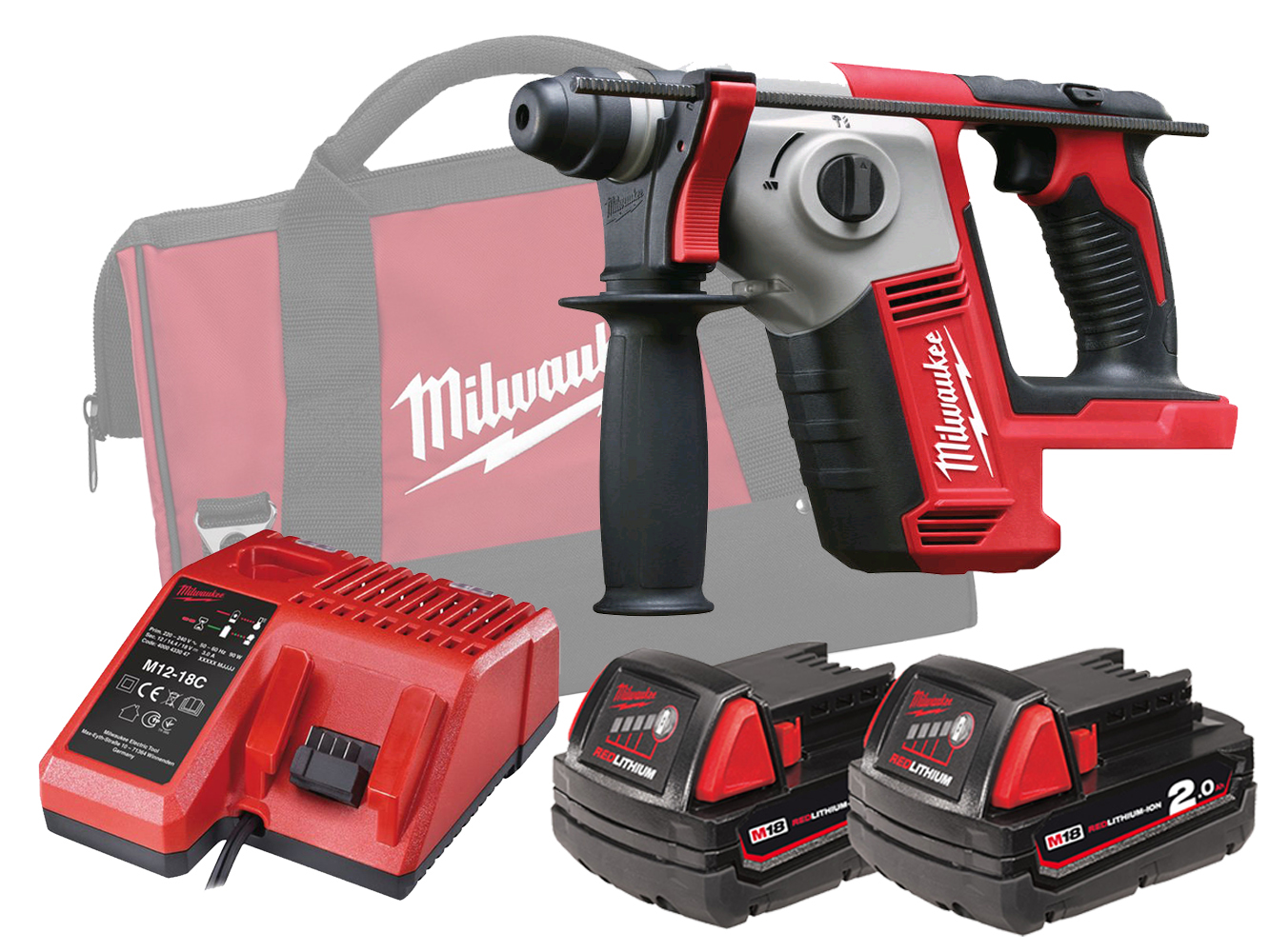 Milwaukee 18V Compact SDS+ 2 Mode Rotary Hammer - M18BH - 2.0Ah Pack