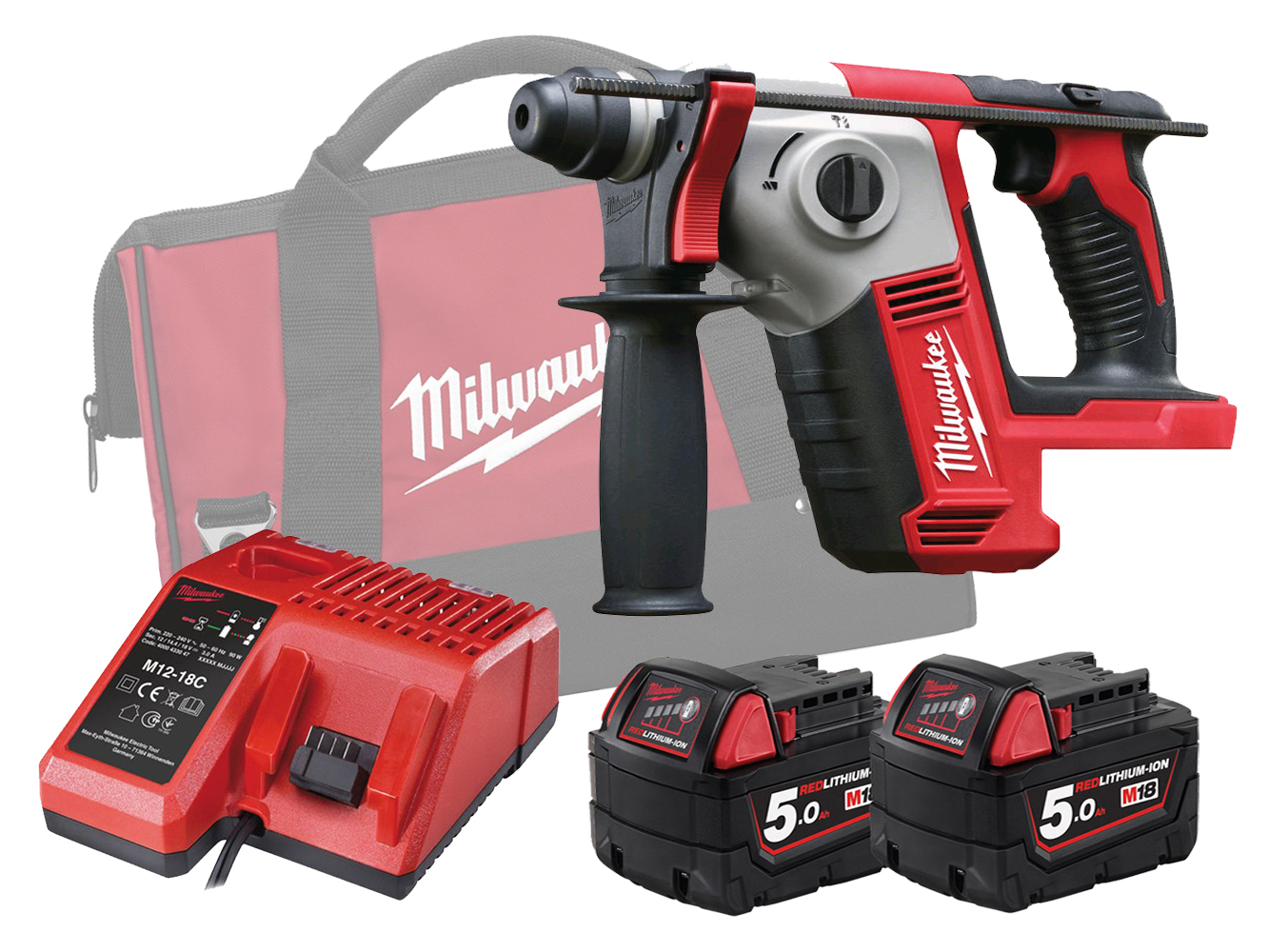 Milwaukee 18V Compact SDS+ 2 Mode Rotary Hammer - M18BH - 5.0Ah Pack