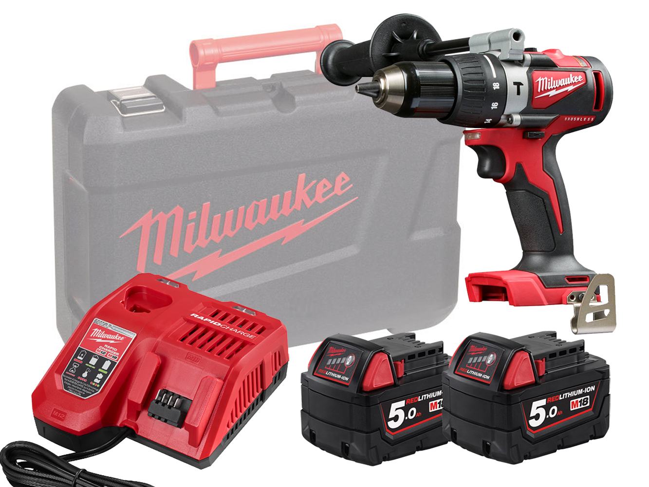 Milwaukee M18BLPD2 18V Brushless Percussion Drill (Combi Drill) - 5.0Ah Pack