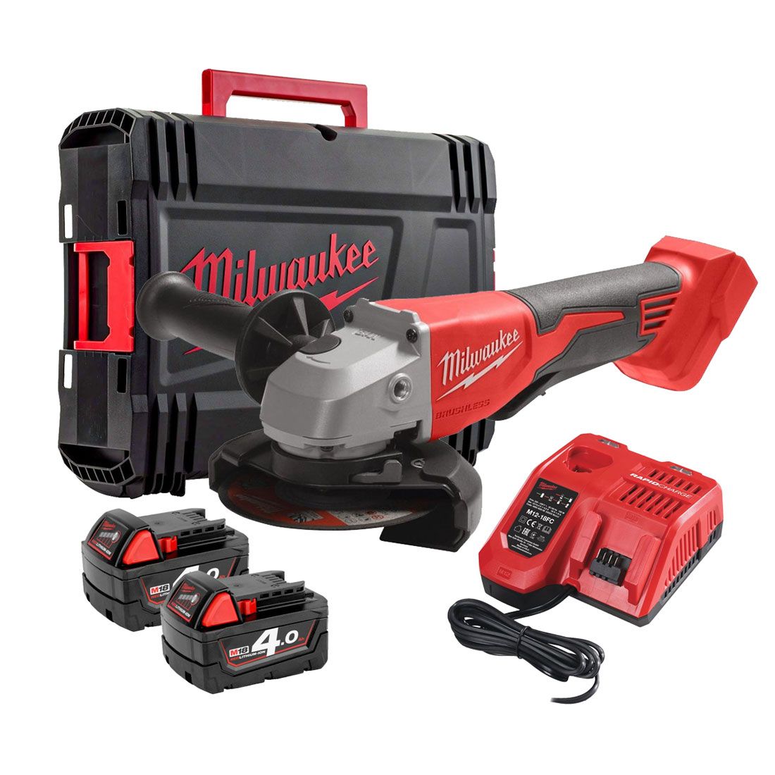 Milwaukee 18v Brushless 115mm Angle Grinder - M18BLSAG115XPD-402X - 4.0ah Pack