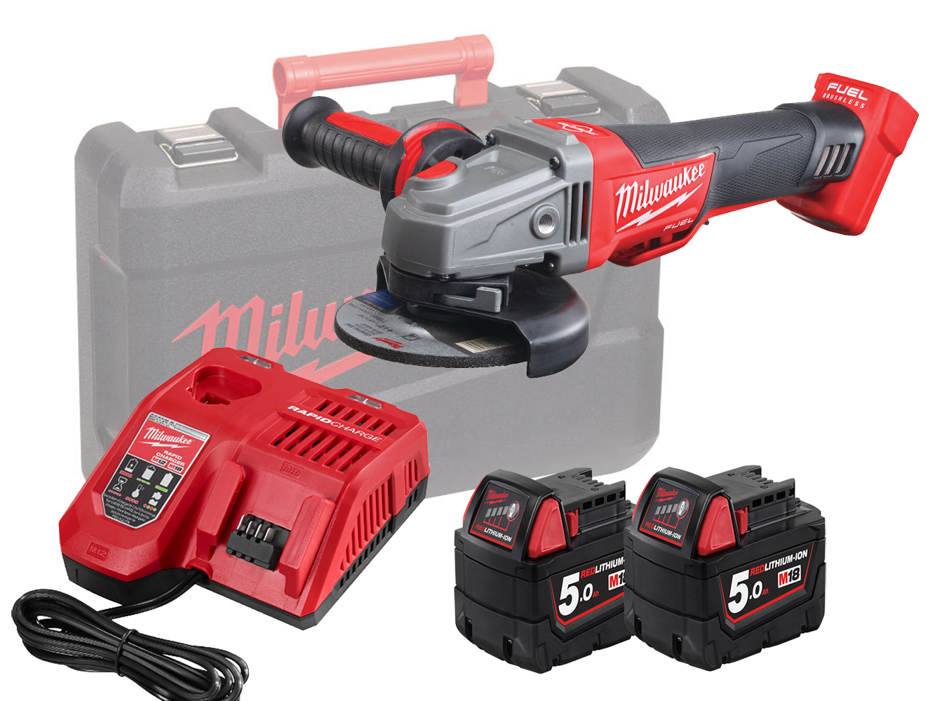 Milwaukee M18CAG115XPDB 18V Fuel 115mm Breaking Grinder With Paddle Switch - 5.0Ah Pack