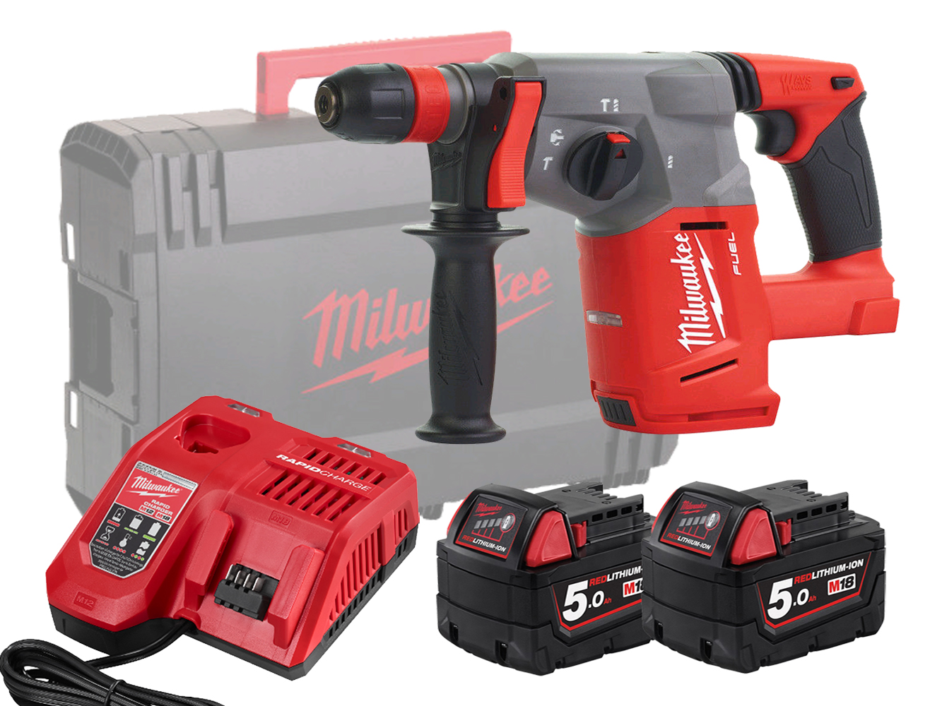 Milwaukee M18BLHX 18V Brushless SDS+ 3-Mode Hammer Drill - 5.0Ah Pack