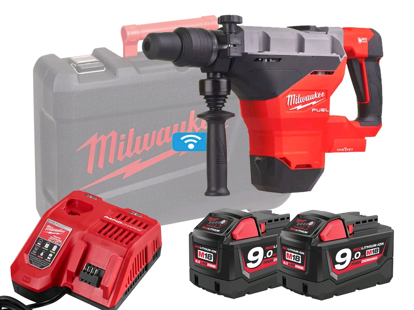 Milwaukee M18FHM One-Key 18V 8kg SDS Max Hammer Drill - 9.0Ah Pack