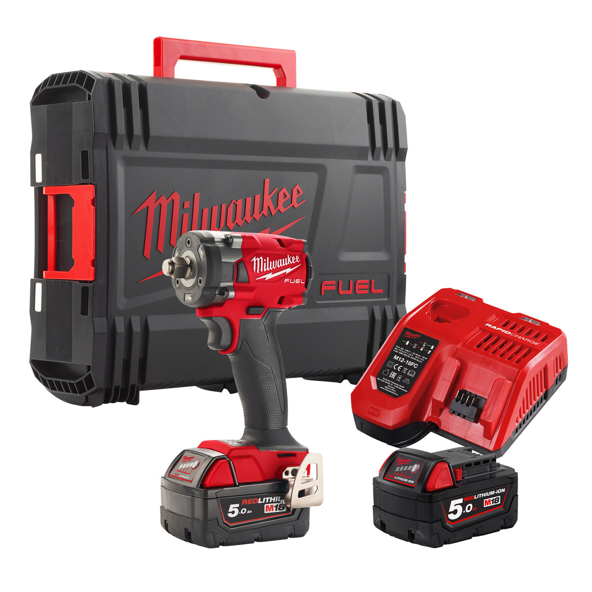 Milwaukee M18FIW2F12 18V Fuel Brushless 2nd Gen 1/2in Impact Wrench - 5.0ah Pack