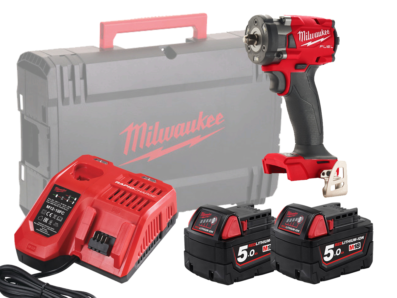 Milwaukee M18FIW2F38 18V Fuel Brushless 2nd Gen 3/8in Impact Wrench - 5.0AH Pack