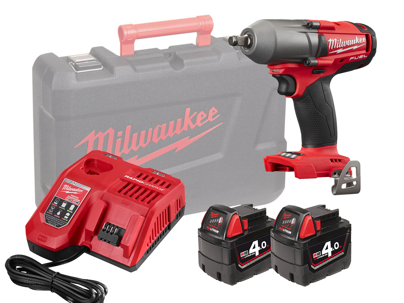 Milwaukee 18v Fuel Brushless 2nd Gen Mid Torque Wrench 1/2in - M18FMTIW2F12 - 4.0Ah Pack