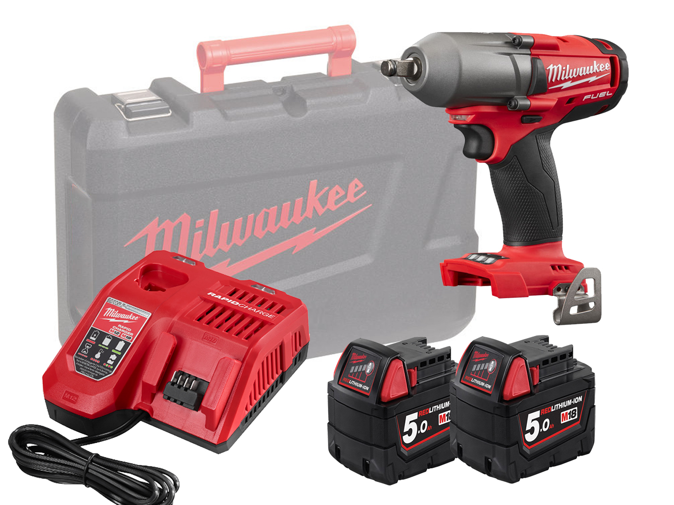 Milwaukee M18FMTIWF12 18V 1/2in Mid Torque Impact Wrench - 5.0Ah Pack