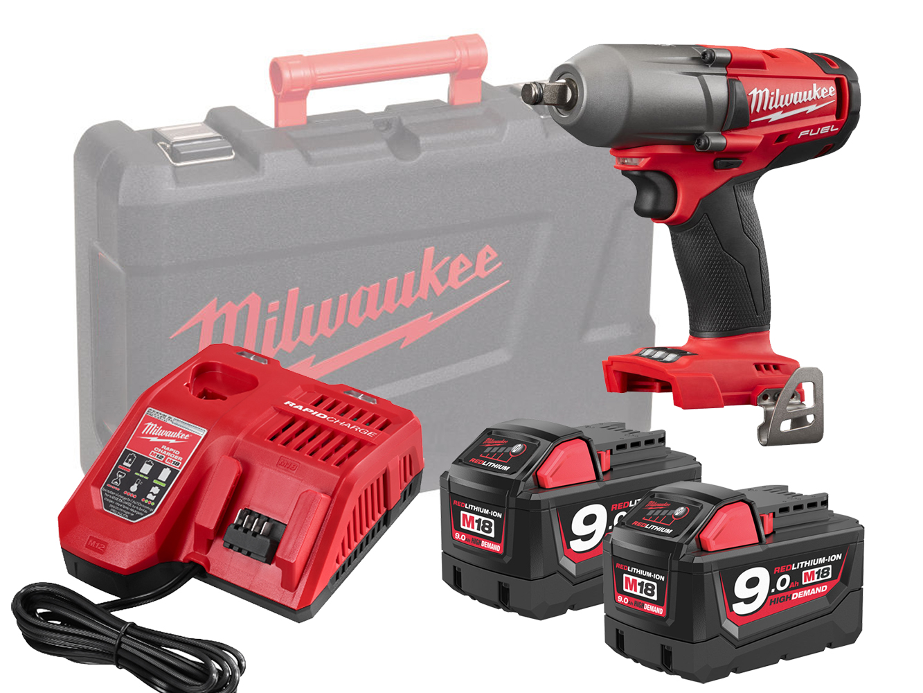 Milwaukee 18v Fuel Brushless 2nd Gen Mid Torque Wrench 1/2in - M18FMTIW2F12 - 9.0Ah Pack