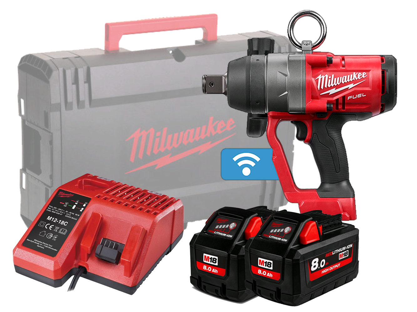Milwaukee M18ONEFHIWF1 One-Key 18V 1in Heavy-Duty Impact Wrench - 8.0Ah Pack