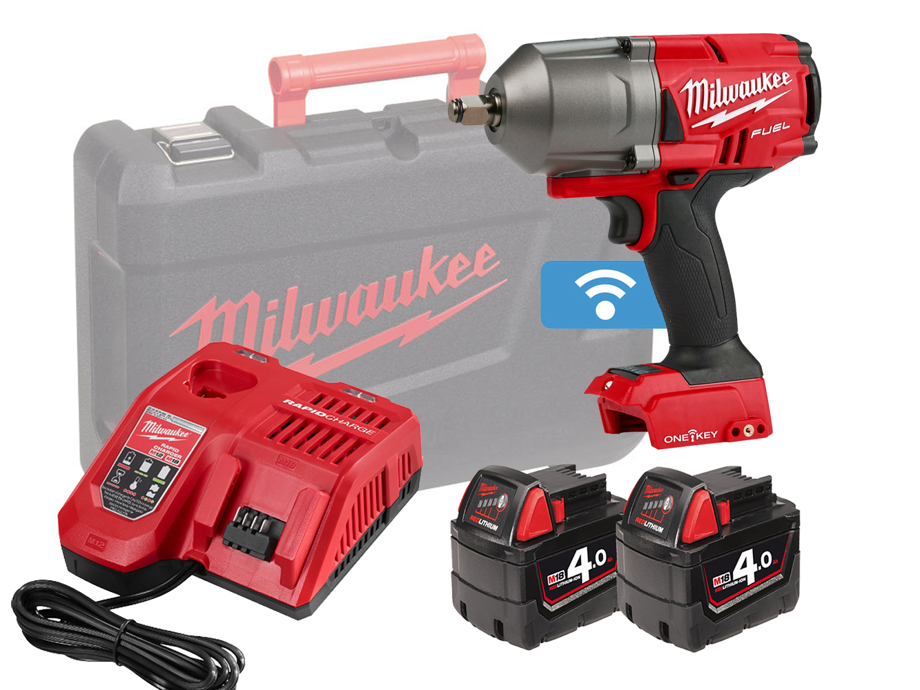 Milwaukee M18ONEFHIWF12 One-Key 18V 1/2 Inch High Torque Wrench - 4.0Ah Pack