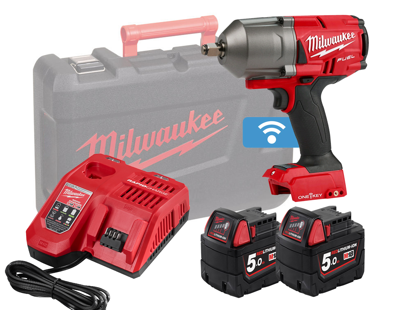 Milwaukee M18ONEFHIWF12 One-Key 18V 1/2 Inch High Torque Wrench - 5.0Ah Pack