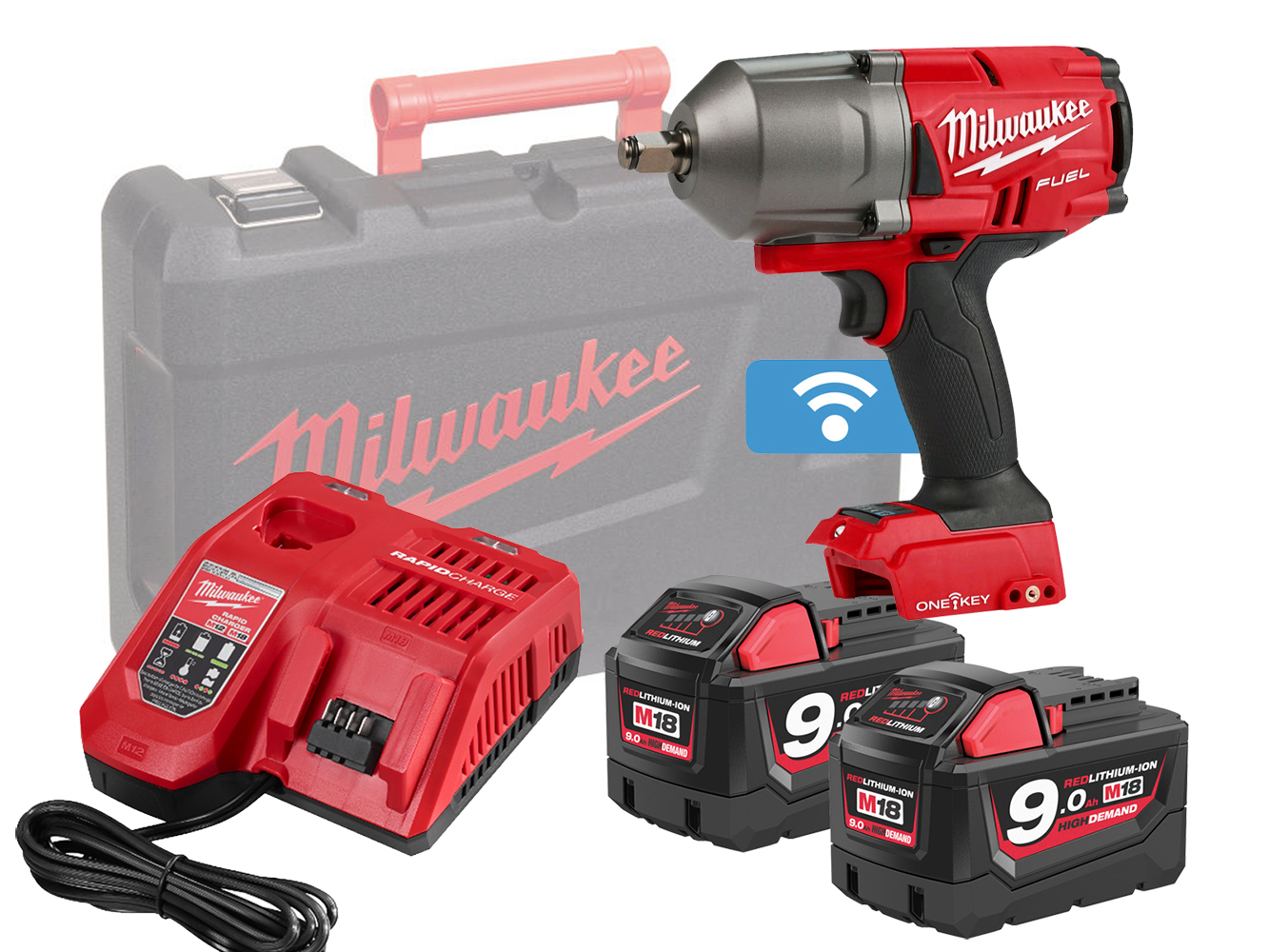 Milwaukee M18ONEFHIWF12 One-Key 18V 1/2 Inch High Torque Wrench - 9.0Ah Pack