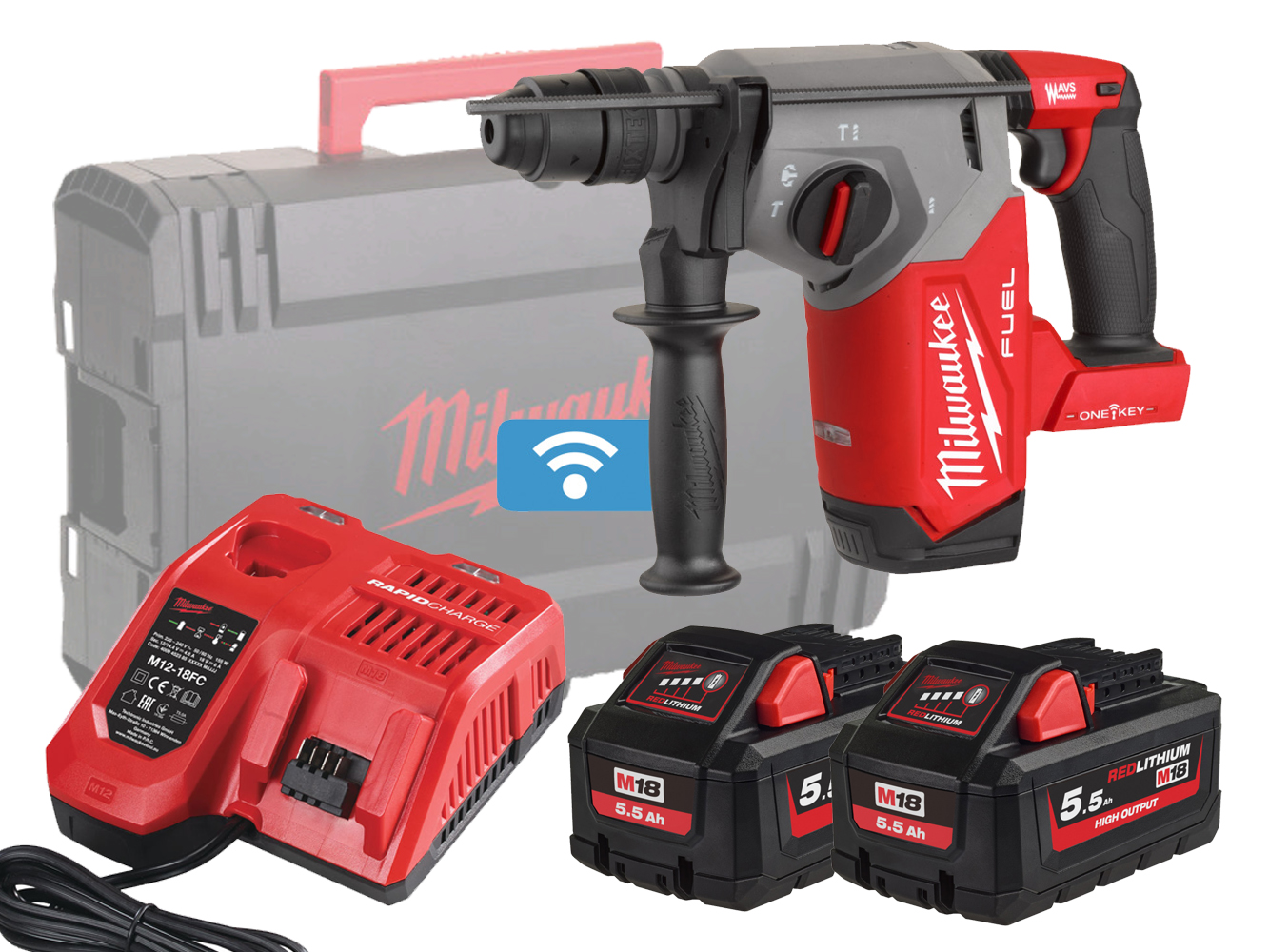 Milwaukee 18v One-Key Brushless SDS Drill - M18ONEFHX - 5.5ah Pack