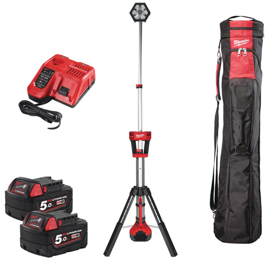 Milwaukee M18SAL2-502B 18v LED Telescopic Area Light 2000 Lumens - 5.0Ah Pack