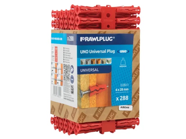 Rawlplug Uno Red Rawplugs 3.5mm &gt; 5.0mm - 288pk