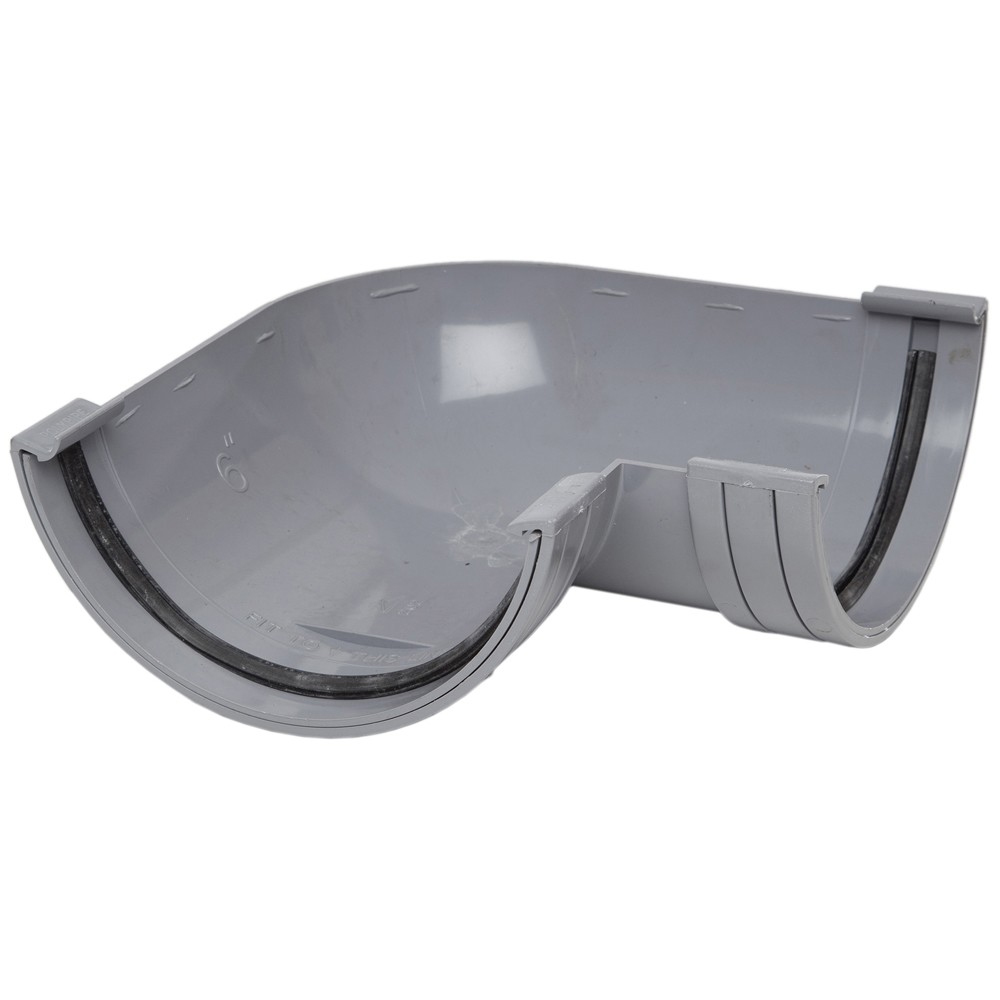 Polypipe 150mm Half Round Gutter 90 Degree Angle Grey