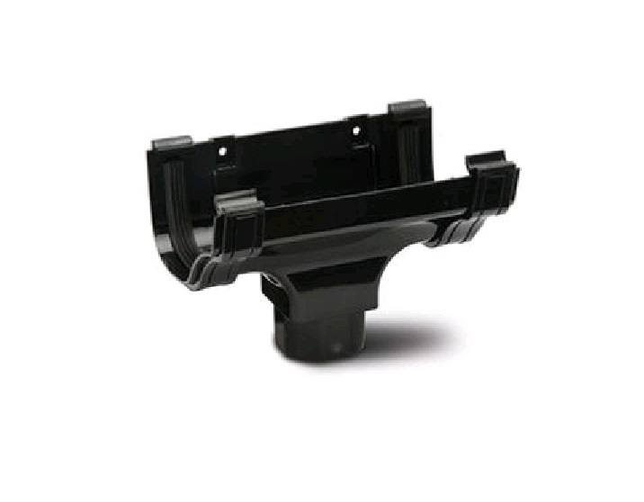 Polypipe 130mm Ogee Gutter Running Outlet Black