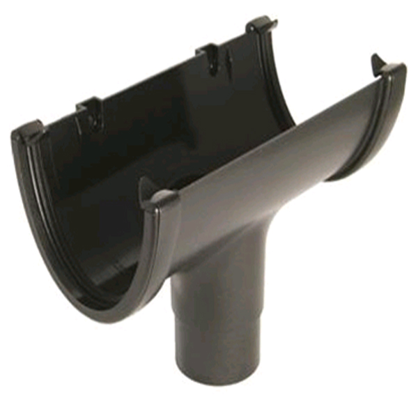 Floplast ROH1CI 115mmi Hi-Cap (Deepflow) Gutter - Running Outlet (68mm) - Faux Cast Iron