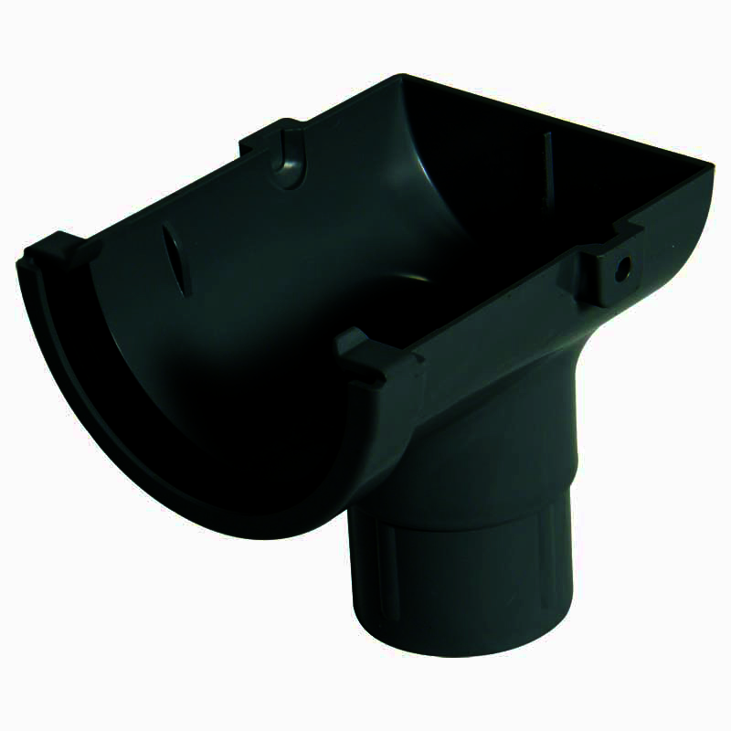 Floplast ROM2AG 76mm Miniflo Gutter - Stopend Outlet - Anthracite Grey