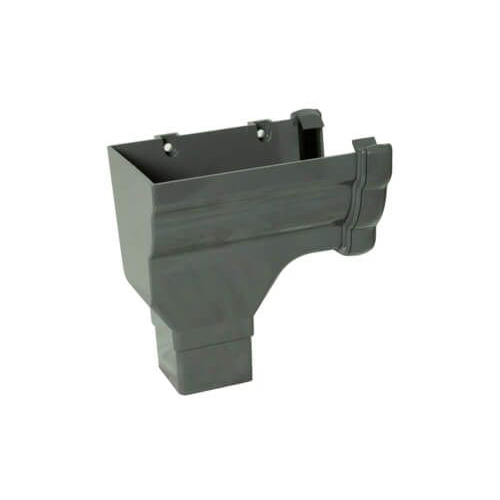 Floplast RON2AG 110mm Niagara Ogee Gutter - Left Hand Stopend Outlet - Anthracite Grey