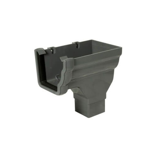 Floplast RON3AG 110mm Niagara Ogee Gutter - Right Hand Stopend Outlet - Anthracite Grey
