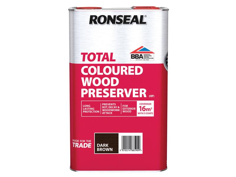 Ronseal Trade Total Wood Preserver Dark Brown 5 litre RSLTTWPDB5L
