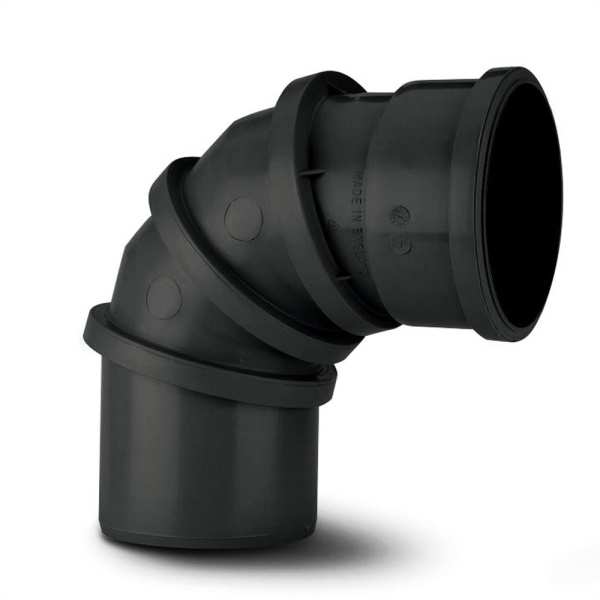 Polypipe 110mm / 4in Ring Seal Soil System - 0-90 Degree Adj Bend - Black