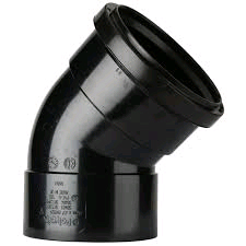 Polypipe 82mm / 3in Ring Seal Soil System - 135 Degree Bend Double Socket - Black