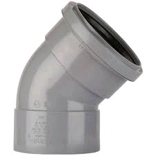 Polypipe 82mm / 3in Ring Seal Soil System - 135 Degree Bend Double Socket - Grey