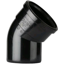 Polypipe 82mm / 3in Ring Seal Soil System - 135 Degree Bend Single Socket - Black
