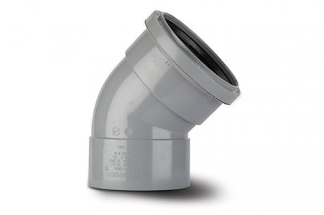 Polypipe 160mm / 6in Ring Seal Soil System - 135 Degree Bend Double Socket - Grey