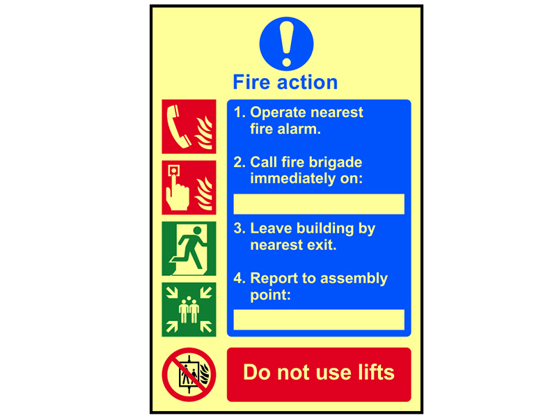 Scan Fire Action Procedure - Photoluminescent Sign 200 x 300mm SCA0202