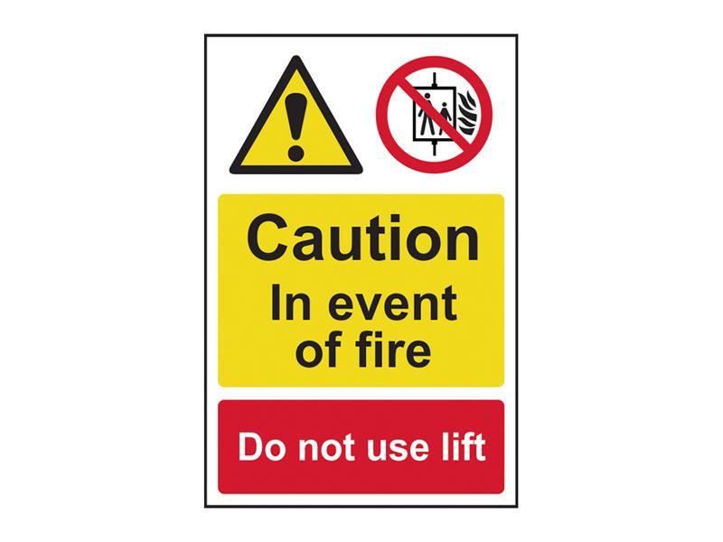 Scan Caution Event of Fire Do Not Use Lift - PVC Sign 200 x 300mm SCA1180