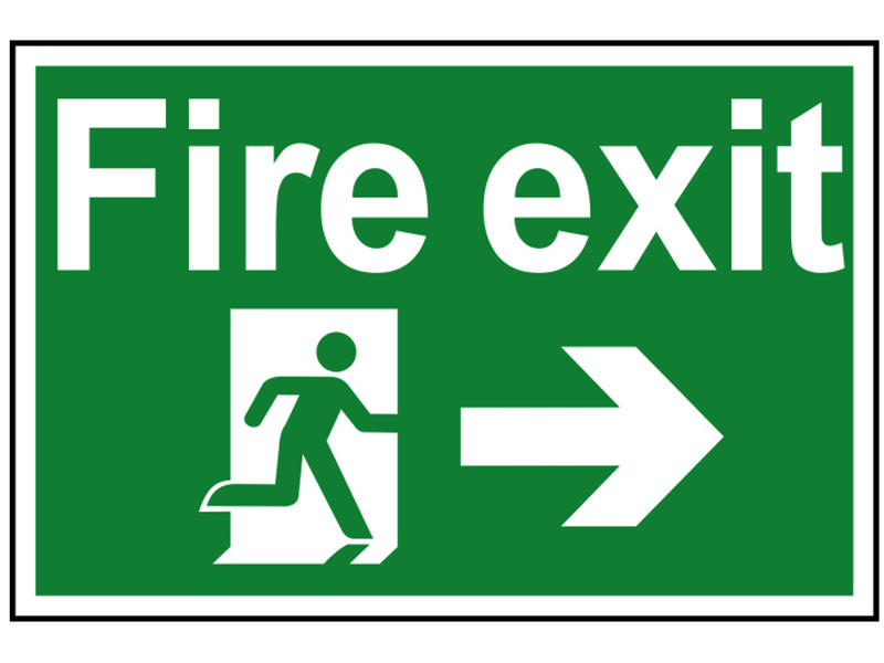 Scan Fire Exit Running Man Arrow Right - PVC Sign 300 x 200mm SCA1504