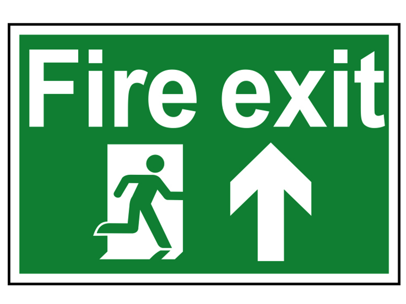 Scan Fire Exit Running Man Arrow Up - PVC Sign 300 x 200mm SCA1505