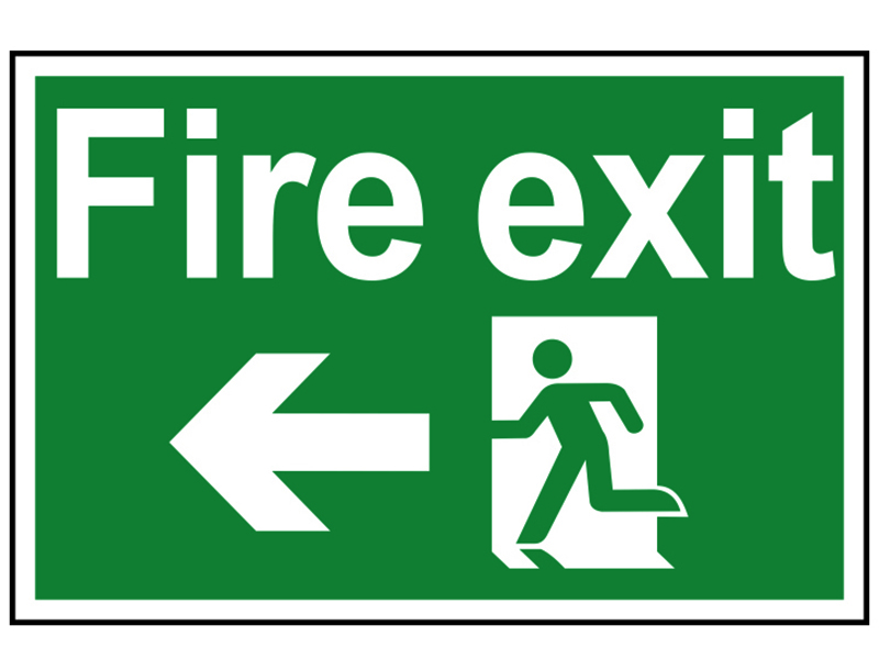 Scan Fire Exit Running Man Arrow Left - PVC Sign 300 x 200mm SCA1506