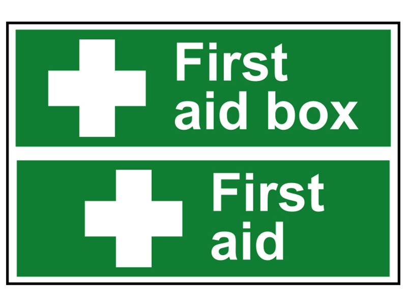Scan First Aid Box / First Aid - PVC Signs 300 x 100mm SCA1553